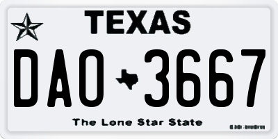TX license plate DAO3667