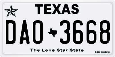 TX license plate DAO3668