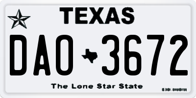TX license plate DAO3672