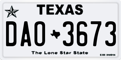TX license plate DAO3673