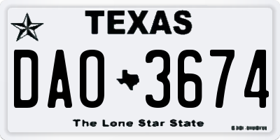 TX license plate DAO3674