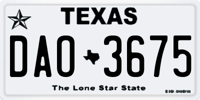 TX license plate DAO3675