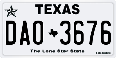 TX license plate DAO3676