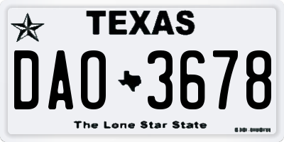 TX license plate DAO3678