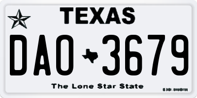 TX license plate DAO3679