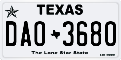 TX license plate DAO3680