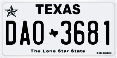 TX license plate DAO3681