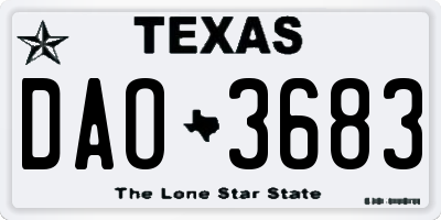 TX license plate DAO3683