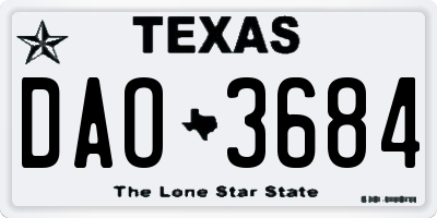 TX license plate DAO3684