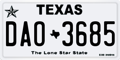 TX license plate DAO3685