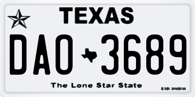 TX license plate DAO3689