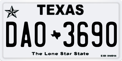 TX license plate DAO3690