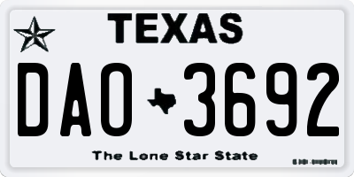 TX license plate DAO3692