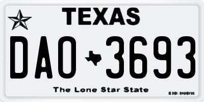 TX license plate DAO3693