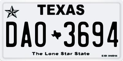 TX license plate DAO3694