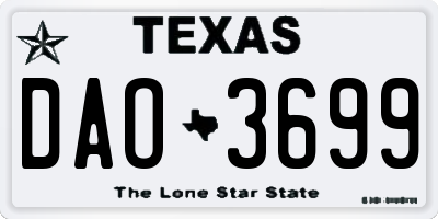 TX license plate DAO3699