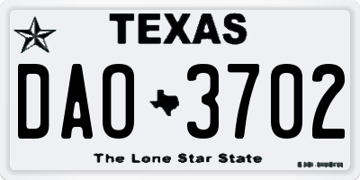 TX license plate DAO3702