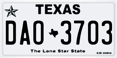 TX license plate DAO3703