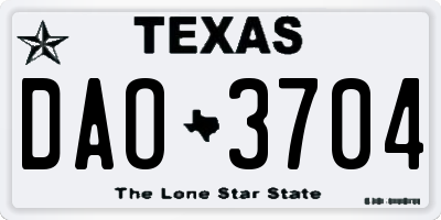 TX license plate DAO3704