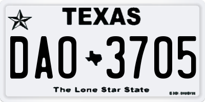 TX license plate DAO3705