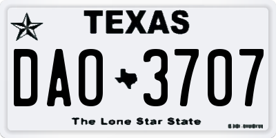 TX license plate DAO3707