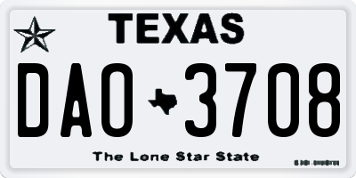 TX license plate DAO3708