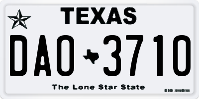 TX license plate DAO3710