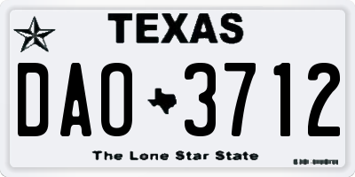 TX license plate DAO3712