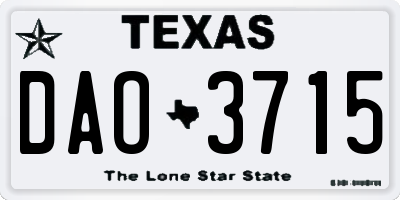 TX license plate DAO3715