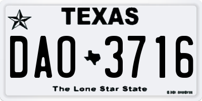 TX license plate DAO3716