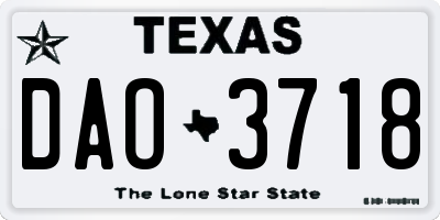 TX license plate DAO3718