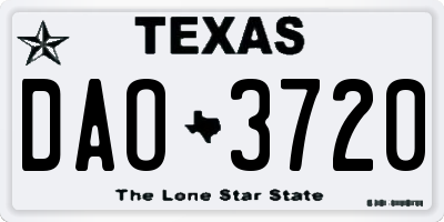 TX license plate DAO3720