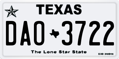 TX license plate DAO3722