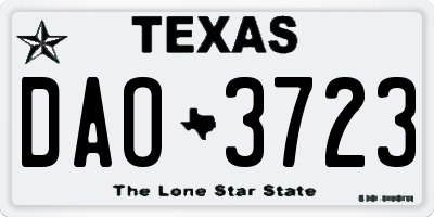 TX license plate DAO3723