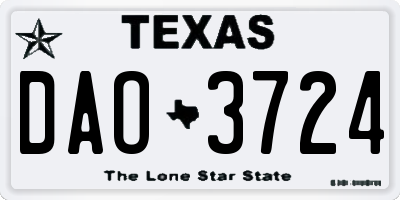 TX license plate DAO3724