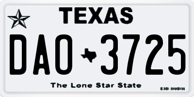 TX license plate DAO3725