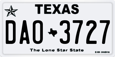 TX license plate DAO3727