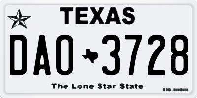 TX license plate DAO3728