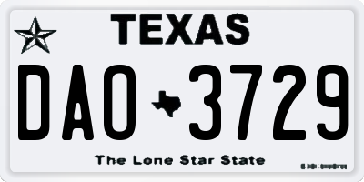 TX license plate DAO3729