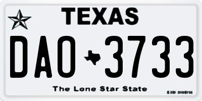 TX license plate DAO3733