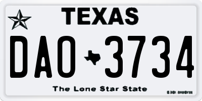 TX license plate DAO3734
