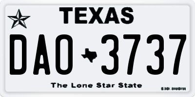 TX license plate DAO3737