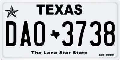 TX license plate DAO3738