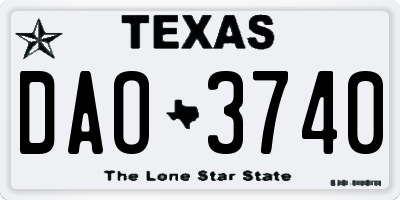 TX license plate DAO3740