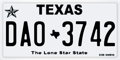 TX license plate DAO3742