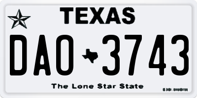 TX license plate DAO3743