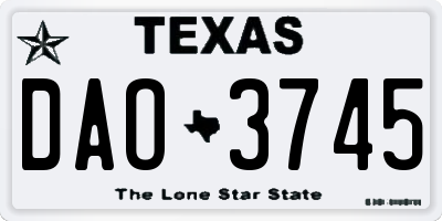 TX license plate DAO3745
