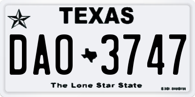 TX license plate DAO3747