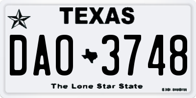 TX license plate DAO3748