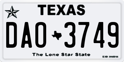 TX license plate DAO3749